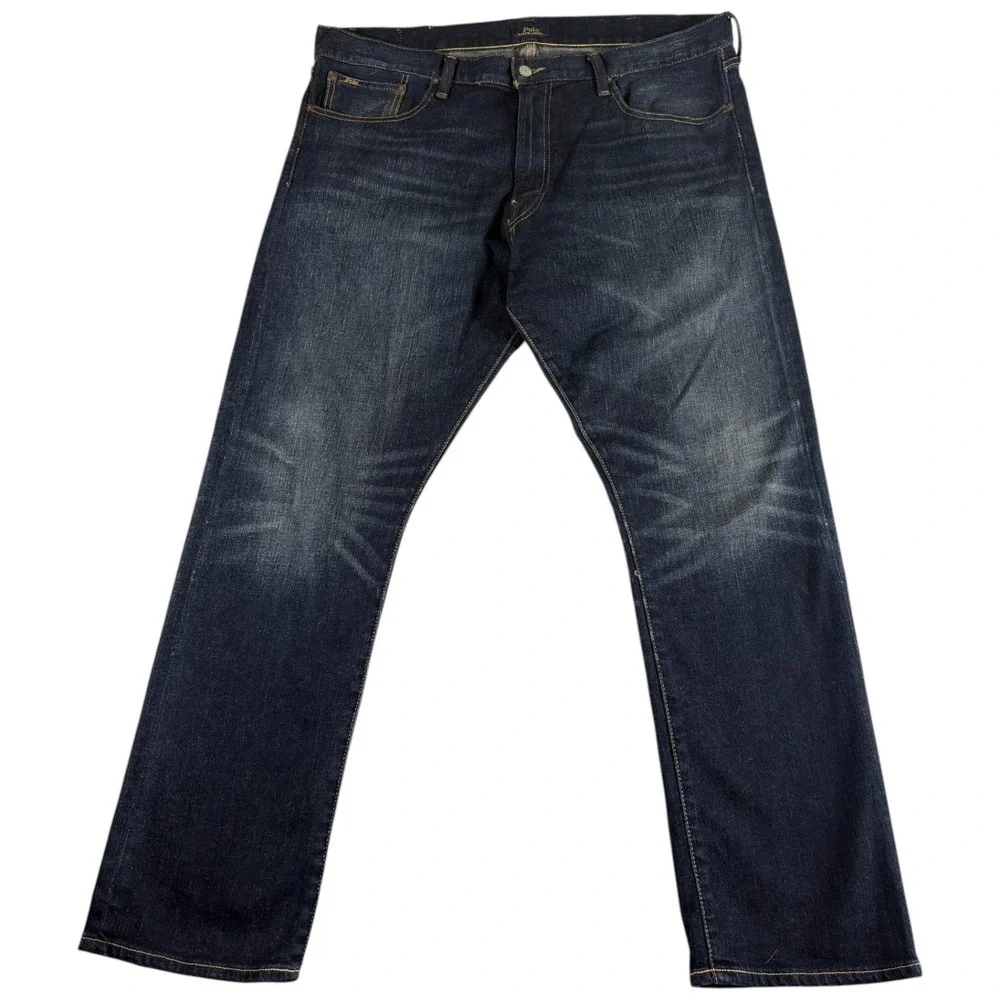 Polo Ralph Lauren Hampton Jeans Mens 38x30 Blue Denim Relaxed Fit Straight Leg
